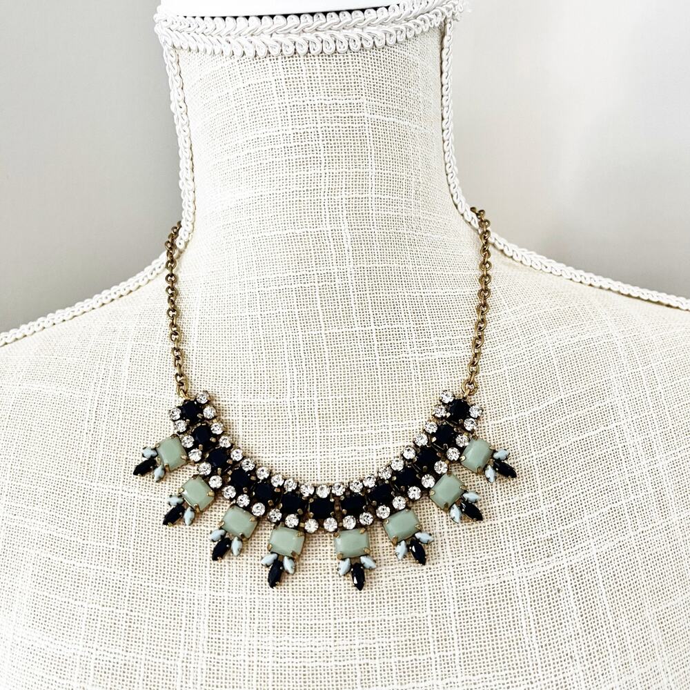 J. Crew Mint Stone and Rhinestone Statement Necklace